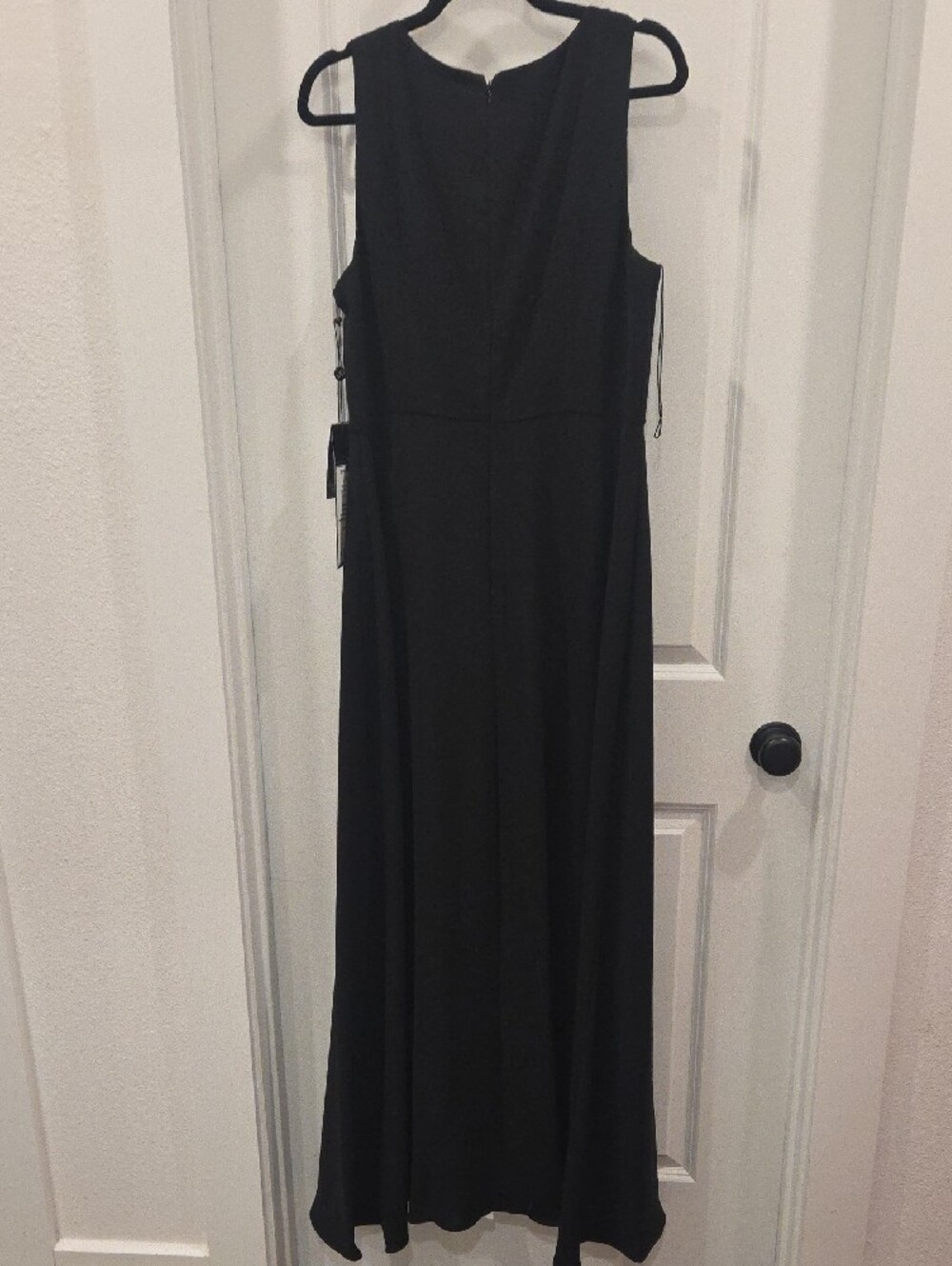 Adrianna Papell Black Jumpsuit Overlay with White Center Panel - Picture 5 of 5